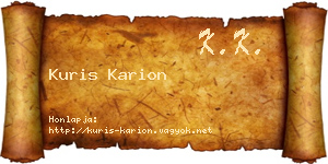 Kuris Karion névjegykártya